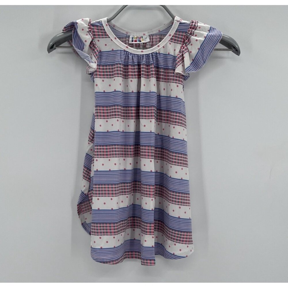 Dot Dot Smile Girl's Swing Dress 3-4 and Purple Dots and Plaid Short Sleeve